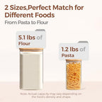 ComSaf Glass Pantry Storage Containers, 4.6Qt/1.6Qt Large Square Flour and Sugar Containers with Airtight Lids, 1.2 Gallon Glass Jars with Bamboo Lids for Rice, Pasta, Cookies, Coffee Beans - color: 4.6Qt/1.6Qt-Square