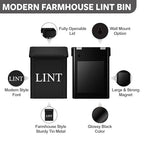 Calindiana Modern Farmhouse Metal Magnetic Lint Bin with Lid and Laundry Room Organization and Storage Wall Mount Space Saving Washer and Dryer Trash Can (Black (LINT Brush Set)) - color: BLACK (LINT BRUSH SET)