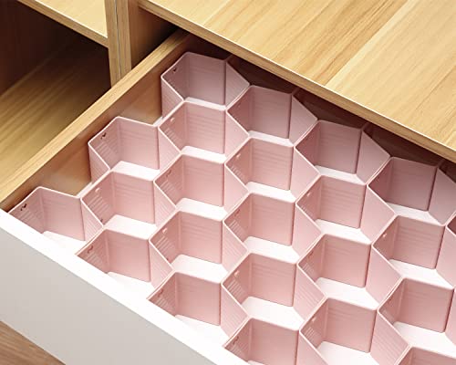 Honeycomb Drawer Divider Suitable for bedroom underwear Socks Cosmetic storage locker sorting 8-piece drawer organizer (Pink) - color: Pink
