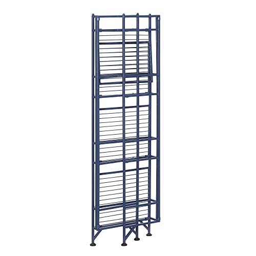 Convenience Concepts Xtra Storage 4-Tier Folding Metal Shelf, Cobalt Blue - color: Cobalt Blue