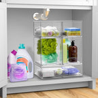 Sorbus Acrylic Storage Containers - 4 Pack, Stackable Storage Bins Set for Bathroom Organization - Clear Acrylic Drawer Organizers - Makeup Case Pull-Out Drawers (4.4’’ Tall) - size: 4 Pack, 4.4’’ Tall