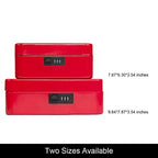 KYODOLED Large Cash Box with Combination Lock Safe Metal Money Box with Money Tray for Security Lock Box 9.84"x 7.87"x 3.54" Red Large - color: Red, size: Large