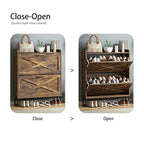 Maupvit Shoe Storage Cabinet with 2 Flip Drawers, Freestanding Shoe Organizer with Metal Legs for Entryway, Narrow Shoe Rack Cabinet, Rustic Brown - color: Rustic Brown, style: 2-Drawers