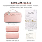 BOYATU Travel Makeup Bag for Women: Cosmetic Organizer Bag with Compartments - Leather Make up Bags Set of 3 (G-3-Pink) - color: G-3-Pink