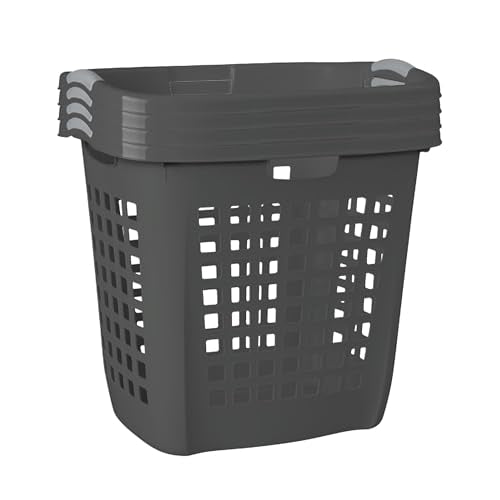 Sterilite 4-Pack 2.1 Bushel Ultra Easy Carry Hamper, Laundry Basket Organizer, Flat Gray - Large Plastic Clothes Bin for Home, Dorm, Bathroom, and Bedroom Organization - color: Flat Gray