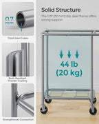 SONGMICS Laundry Basket with Wheels, 2-Section Rolling Laundry Hamper, 37 Gallons (140 L), Removable Liner, Steel Frame with Handle, 27.2 x 15.4 x 31.9 Inches, Ink Black URLS004B01 - color: Ink Black, size: 140 L (2-Section), style: Rectangular with handl