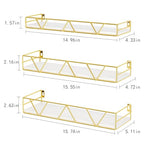 Amaoot Floating Shelves Set of 3, Home Wood Wall Shelf, Farmhouse Shelf for Bedroom, Wall Mounted Floating Shelf for Living Room, Bedroom, Bathroom, Kitchen, Office (Gold) - color: Gold