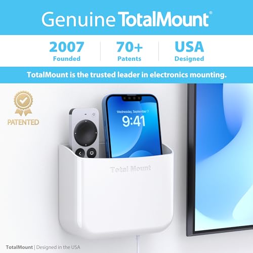 TotalMount Hole-Free Remote Holder – Eliminates Need to Drill Holes in Your Wall (for 2 or 3 Remote Controls – White – Quantity 1) - color: White