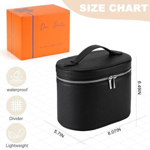 Makeup Bag Vanity Case Cosmetic Bag with Removable Divider Travel Toiletry Bag for Women Portable Make up Box Organizer, Black - color: Black