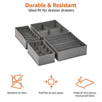 Amazon Basics Dresser Drawer Storage Organizer for Undergarments, Set of 4, Gray | Set of 4 - size: Set of 4
