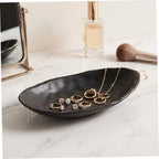 Black Decorative Bowl for Keys - Key Tray for Entryway Table Modern Oval Catchall Organizer Jewelry Coin Essentials