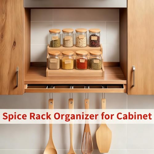JinDoWin 2 Pack Cabinet Spice Rack Organizer - Enhanced Cabinet Spice Organizer, Practical Spice Rack Organizer for Cabinet and Efficient Cabinet Spice Organizer (2, 9 Inch) - size: 9 Inch