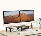 Monitor Stand for Desk Monitor Riser, Adjustable Laptop Riser, Desk Organizer Desktop Printer Laptop Storage Shelf, Mesh Metal Computer Item Stand (2 Pieces)(14.5" Lx9.3 W/Piece) - size: 2 pieces