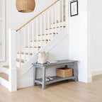 Craftsbury 36-Inch Wood Entryway Bench with Storage Shelf – Dove Gray Accent Bench for Entryway, Hallway, or Living Room – Small Space Seating with Farmhouse Charm by Alaterre Furniture - color: Grey