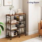 SWTYMIKI Kitchen Island Cart on Wheels - 4 Tier Rolling Kitchen Table Cart with Storage Shelves, 6 Removable Hooks& Locking Casters, Coffee Bar Cabinet for Dining Room Pantry Office, Espresso - size: 28x11.81in, style: Espresso