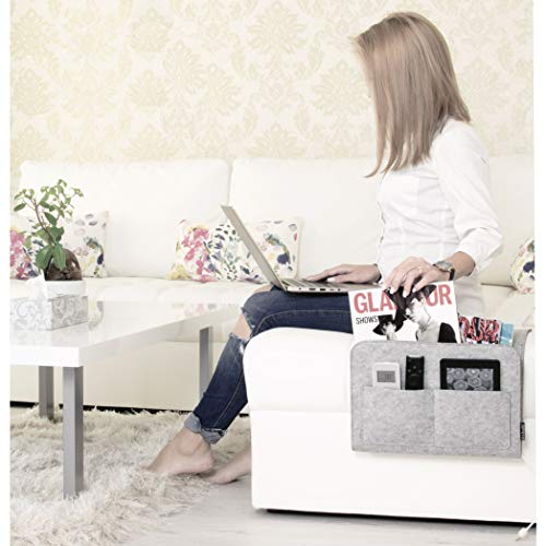 Lib Bedside Caddy, Original Design | Large Size 9.5" x 13.5" | Laptop Holder | 100% Handmade | College Room, Kids Bunk Bed, Hospital Bed | Night Hanging Storage Organizer (Light Gray)