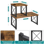 ELITEROO Wood Desktop Shelf, 2 Tier Adjustable Small Bookshelf Organizer, Freestanding Stackable Desk Stand, Storage Organizers, Kitchen Counter Display Rack, Rustic Brown - color: Rustic Brown