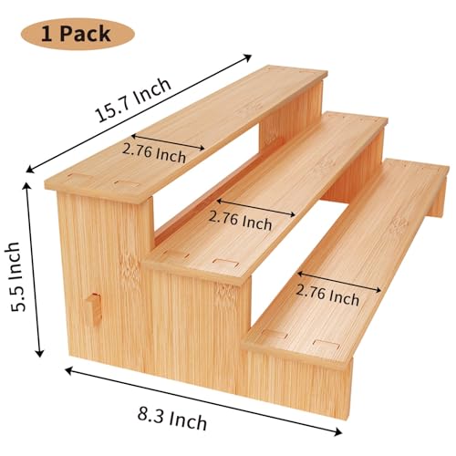 JinDoWin 3 Tiered Spice Rack Organizer for Cabinet,Spice Organization for Cabinet,Seasoning Organizer,Spice Shelf and Spice Organizer for Cabinet,Pantry Organizers and Storage (1 Pack, Medium) - color: 1 Pack, size: Medium