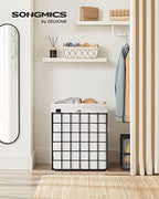 SONGMICS Laundry Hamper, 23.8 Gal. (90L) Laundry Basket, Collapsible Clothes Hamper, Black and White ULCB190W01 - color: Cream White, size: 90 L