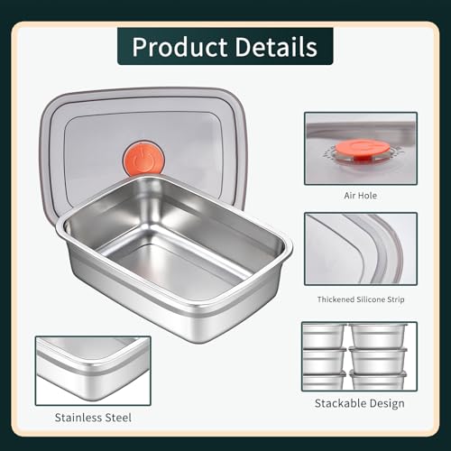 GIUOIDUO 10 Pack Stainless Steel Food Storage Containers with Leak-Proof Lids, 37oz Reusable Metal Meal Prep Lunch Boxes, Stackable, Dishwasher Safe for Snacks, Fruits & On-the-Go Meals, BPA-Free - color: 10 pieces (10 pieces of 37oz)