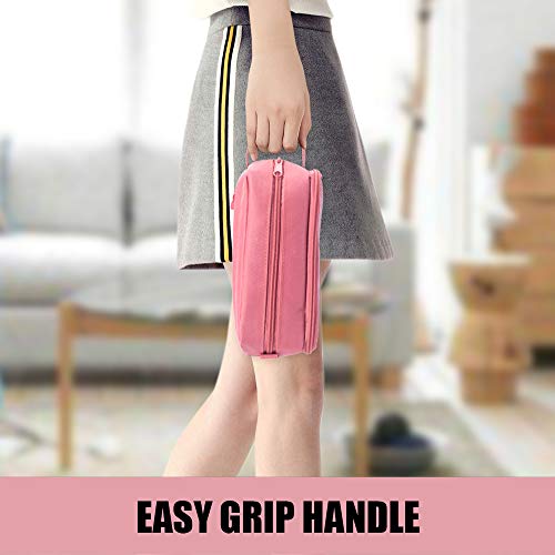 Sooez High Capacity Pencil Case, Big Pencil Bag Pouch Box Organizer Pen Case, Portable Journaling Supplies with Easy Grip Handle & Loop, Asthetic Supply for Girls Adults, Pink - color: Pink