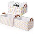 Boao 3 Pcs Easter Storage Bin Rectangular Bunny Basket Box with Handle Collapsible Large Storage Baskets Foldable Rabbit Box for Easter Party Decoration - style: Bunny