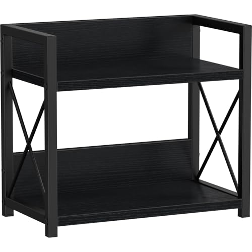 Giikin Kitchen Counter Shelf, 2 Tier Kitchen Spice Rack Organizer for Countertop, Wood Coffee Bar Organizer for Home (Black, S) - color: Black, size: Small