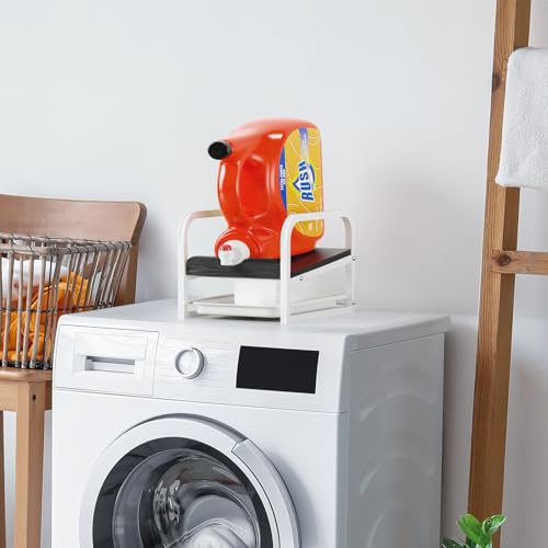 Laundry Detergent Holder Liquid Laundry Detergent Riser and Stand, Liquid Detergent Holder with Drip Tray for Laundry Room Organization (Tilted-Black Wood) - style: Tilted-Black Wood