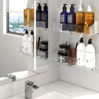 Acrylic Shower Shelves 3 Pack, Clear Adhesive Shower Caddy Organizer, Rustproof No Drill Wall Mount Bathroom & Kitchen Storage Rack - color: Clear