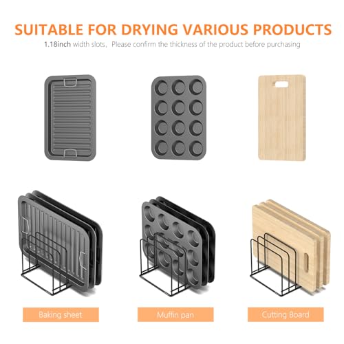KORRTFID Kitchen Cabinet Organizer, Steel Cookware Holder, Divided Holder with 5 Slots for Skillets Baking Tray and Chopping Board Rack - Baking Pan Holder Storage (2 PCS) - style: 2 PCS