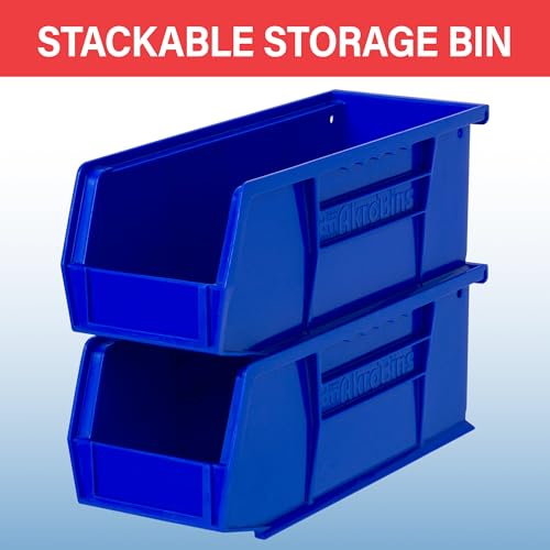 Akro-Mils 30224 AkroBins Plastic Storage Bins, Space-Saving Stackable Bins for Garage, Pantry, Craft Organization, 11" L x 4" W x 4" H, Red, 12-Pack - color: Red