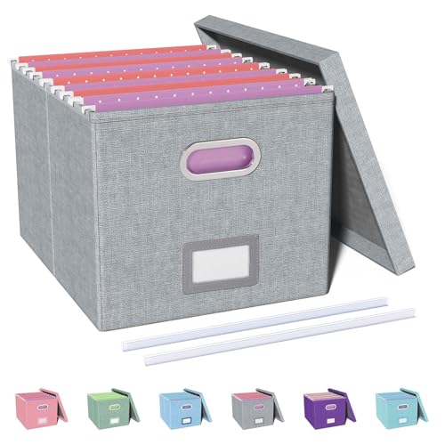 Oterri File Organizer, File Box, File Cabinet for Letter File Folder Storage, Hanging File Organizer for Office/Decor/Home,Document Organizer, 1 Pack,Gray-Box Only - color: Gray, size: 1 pack