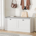 MHOM White Entryway Bench with 2 Flip Drawers, Shoe Bench with Padded Seat Cushion, Wooden Shoe Storage Bench for Entryway and Apartment - color: White