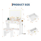 Garvee 31.5-Inch Wide Vanity with Chair, Womens Vanity with Stool, LED Mirror, Hairdryer Holder, Power Outlet, 3 Lighting Color Adjustable - color: White Vanity With Chair