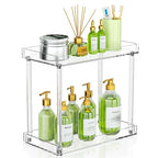 NPPLUS Acrylic Bathroom Counter Organizer, 2-Tier Tray Vanity Counter Organizer, Home Storage Holder for Makeup, Cosmetics & Perfume - style: Rectangle