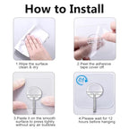JINSHUNFA Adhesive Wall Hooks 13LB Heavy Duty No Drill Transparent Waterproof Hooks for Bathroom Kitchen Towel Coat 8 Pack - size: 8 Medium hooks