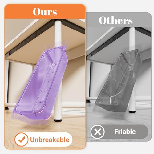 SpaceHacks 15 PCS Clear Plastic Drawer Organizer Set, 4-Size Acrylic Drawer Storage Trays, Storage Bins for Makeup, Gadgets, and Jewelry in Bathroom, Bedroom and Office, Clear Purple - color: Purple