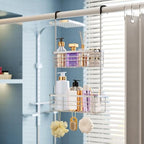 HapiRm Hanging Shower Caddy Organizer - No Drilling Shower Organizer with Hooks, Rustproof & Waterproof 304 Stainless Steel Bathroom Shelves - Silver - color: Silver