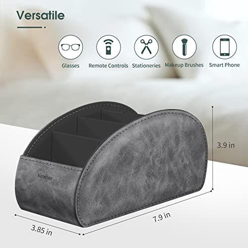 Large Remote Control Holder with 5 Compartments, KENOBEE Anti-slip Desktop Caddy Storage Organizer for Phone, Remote Controllers, Office Supplies, Makeup Brush, Media Accessories,Gray - color: Gray, size: Large