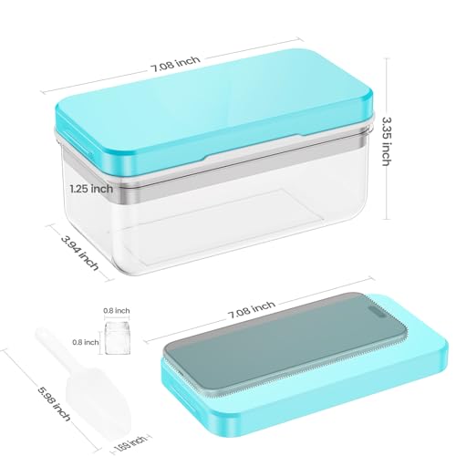Ice Cube Tray with Lid and Bin, 28 pcs Ice Cubes Molds, Ice Trays for Freezer, Ice Cube Tray Mold, with 1 tray, Ice Freezer Container, Spill-Resistant Removable Lid & Ice Scoop, for Whiskey,Cocktail - color: Blue, size: 0.8"-1tier