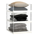 Covetree 3 Pack Stackable Closet Organizers and Storage Shelves - Transparent Sweater Organizer for Closet, Bathroom, Kitchen, Cupboard, Laundry Room, and Office