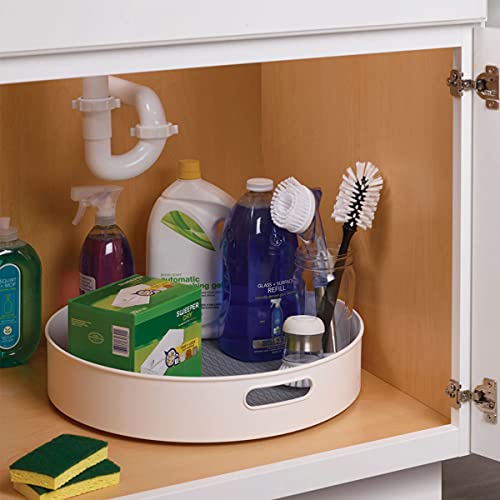 Copco Under-Sink Pantry and Cabinet Organizer, 18-Inch, Revolving Storage Solution, White and Gray - color: White and Gray