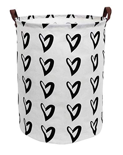 CLOCOR Large Laundry Basket,Waterproof Nursery Hamper,Collapsible Fabric Storage Container,Room Decor,Gift Basket（Black Heart - color: Black Heart