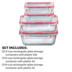 Pyrex Freshlock (4-Pack) Mixed Sized Glass Food Storage Containers Set, Airtight & Leakproof Plastic Locking Lids BPA-Free, Meal Prep Containers Set, Freezer Dishwasher Microwave Safe - size: 4 Pack