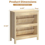 knoworld Shoe Storage Cabinet for Entryway with 2 Flip Drawers, 31.5" Slim Fluted Shoe Organizer Cabinet, Narrow Wooden Shoe Rack Cabinet, Freestanding Hidden Shoe Cabinet for Hallway, Entrance (Oak)