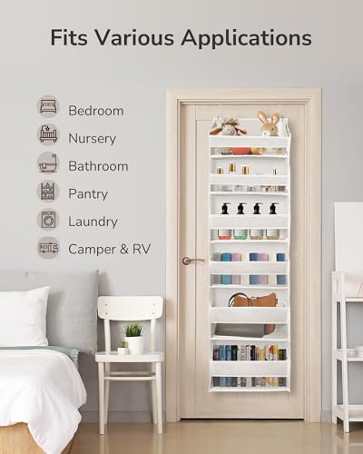 ULG 2 Pack Over The Door Organizer with 6 Large Pockets 12 Side Pockets, 50lbs Weight Capacity Door Hanging Organizer for Bedroom, Bathroom, Pantry, Nursery Storage, Beige - color: Ivory, size: 2 Pack