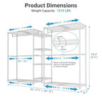 VIPEK X3 Expandable Heavy Duty Clothes Rack Adjustable from 5'2" to 8' with Flexible Shelves and Hanger Rods, Large Freestanding Clothing Racks for Hanging Clothes, Max Load 1210LBS, White - color: White, size: X3