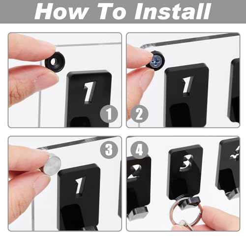 Beeveer Acrylic Key Board with 30 No. Hooks Wall Mount Key Rack Holder Hanger Storage Collection for School, Garage, Car Dealer, Office, Hotel, Real Estate(Transparent) - color: Transparent, size: 30 Hooks