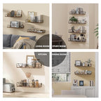 Amaoot Floating Shelves Set of 4, Home Wood Wall Shelf, Farmhouse Shelf for Bedroom, Wall Mounted Floating Shelf for Living Room, Bedroom, Bathroom, Kitchen, Office (Brown) - color: Brown-4pcs