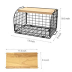 2 Set Stackable Wire Basket with Openable Top, Kitchen Counter, Pantry Organizer and Storage Produce Onion Potato Fruits Vegs Bread Food Snack Spice Organizing Bin for Cabinet Shelf Countertop Floor